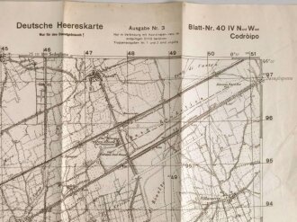 Deutsche Heereskarte "Codroipo" Italien, Maße: 48 x 45 cm, datiert: 1944, gebraucht