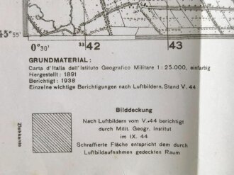 Deutsche Heereskarte "Codroipo" Italien, Maße: 48 x 45 cm, datiert: 1944, gebraucht