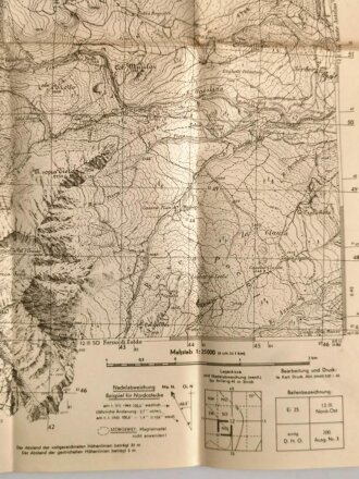 Deutsche Heereskarte "Monte Pelmo" Italien, Maße: 48 x 45 cm, datiert 1944, gebraucht