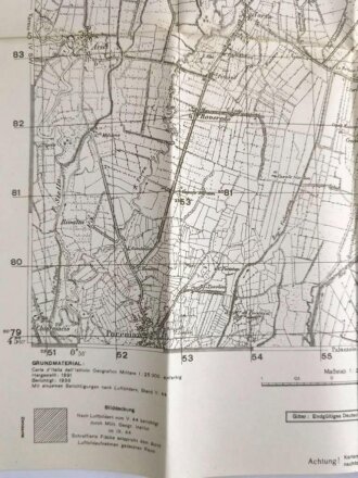 Deutsche Heereskarte "Castions di Strada" Italien, Maße: 48 x 45 cm, datiert 1944, gebraucht