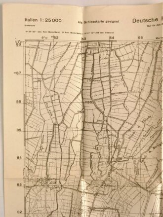 Deutsche Heereskarte "Castions di Strada" Italien, Maße: 48 x 45 cm, datiert 1944, gebraucht