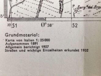 Deutsche Heereskarte "Mortegliano" Italien, Maße: 48 x 45 cm, datiert 1944, gebraucht