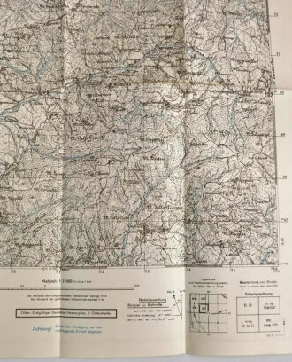 Deutsche Heereskarte "Val di Nizza" Italien, Maße: 48 x 45 cm, datiert 1945, gebraucht