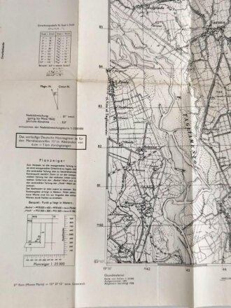 Deutsche Heereskarte "Varmo" Italien, Maße: 66 x 45 cm, datiert 1943, gebraucht