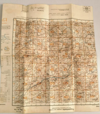 Deutsche Heereskarte "Monte Chambeyron" Italien, Maße: 48 x 45 cm, datiert 1944, gebraucht, Rückseitig bedruckt