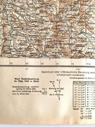 Truppenkarte "Firenze" Italien, Maße: 49 x 64 cm, datiert: 1943, gebraucht