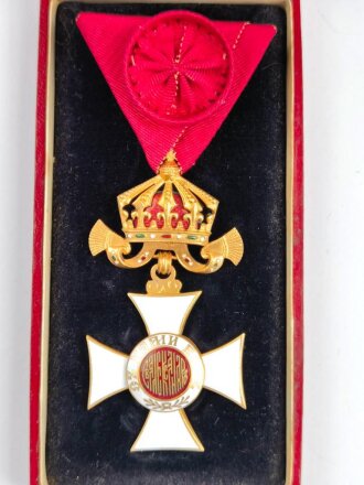 Königreich Bulgarien,  St.Alexanderorden Kreuz 4.Klasse , im Verleihungsetui. 2. Modell (mit sogen. "eckiger" bulgarischer Zarenkrone 1908-1946)