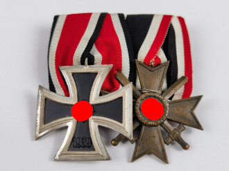 2er Ordensspange,  Eisernes Kreuz 2. Klasse 1939 und Kriegsverdienstkreuz 2. Klasse mit Schwertern, sehr guter Zustand,