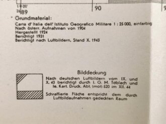 Deutsche Heereskarte S.Nicolo dEga - Italien, Maße 45 x 50 cm, datiert 1944, ungebraucht