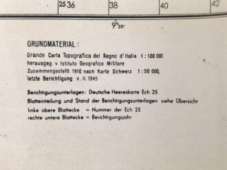 Deutsche Heereskarte "Chur" Italien, Maße 45 x 50 cm, datiert 1944, ungebraucht