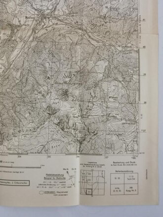 Deutsche Heereskarte "Moena" Italien, Maße 45 x 50 cm, datiert 1944, ungebraucht
