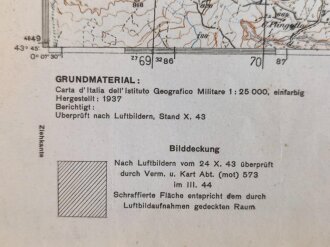 Deutsche Heereskarte "Macerata Feltria" Italien, Maße 45 x 50 cm, datiert 1944, ungebraucht