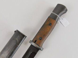 Seitengewehr M84/98 für K98 der Wehrmacht. Nummerngleiches, getragenes Stück. Hersteller 43 fnj