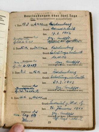 Soldbuch Heer, ausgestellt am 5.März 1945 bei Festungs Maschinengewehr Batl.87