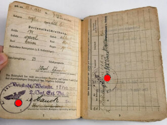 Soldbuch Heer, ausgestellt am 12.Februar 1941 bei 2./ Infanterie Ersatz Btl.256 Neustadt Weinstrasse