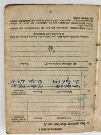 Soldbuch Heer, ausgestellt am 7.8.1943 bei Gren. Ersatz. Btl 356