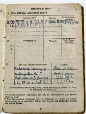 Soldbuch Heer, ausgestellt am 20.10.41 bei 1.s. Artillerie Battr. 231