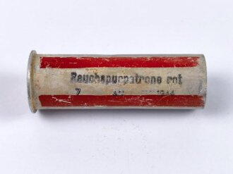 Rauchspurpatrone Rot  , Abgeschossene, leere Aluminiumhülse, datiert 1944