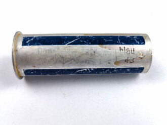 Rauchspurpatrone blau  , Abgeschossene, leere Aluminiumhülse, datiert 1943