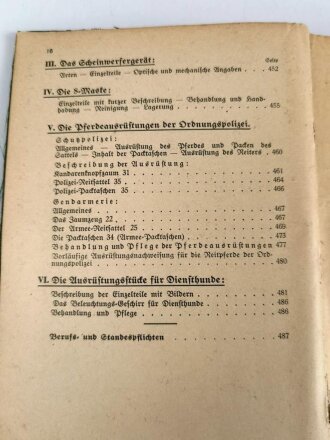 "Waffentechnischer Leitfaden für die Ordnungspolizei", Berlin, 1941, 488 Seiten, Bindung hinten lose, stark gebraucht