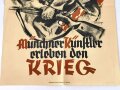 Plakat "Münchner Künstler erleben den Krieg 1941" Ausstellung zum Tag der Wehrmacht,  Maße: 60 x 42,5 cm, gefaltet, kleine Löcher an den Ecken