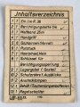 Inhaltsverzeichnis für den Transportkasten zum Entfernungsmesser 36 der Wehrmacht, 76 x 105mm