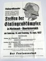 "Treffen der Stalingradkämpfer" Plakat September 1957 Mettmach - Oberösterreich, Maße: 86 x 60,5 cm, gefaltet 