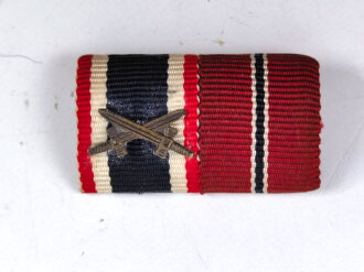 2er Bandspange, Kriegsverdienstkreuz 2. Klasse 1939 mit Schwertern und Medaille Winterschlacht im Osten, Breite 29 mm