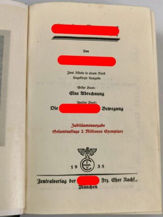 Adolf Hitler " Mein Kampf" Blaue Ganzleinenausgabe von 1935. gebraucht, komplett