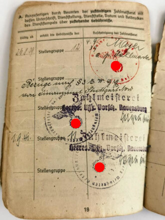 Soldbuch Heer, ausgestellt am 28.8.1939 bei Armee Nachrichen Regiment 558