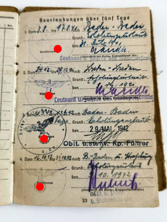 Soldbuch Heer, ausgestellt am 15.März 1941 bei 5.Kompanie Nachrichten Ersatz Abteilung 25.