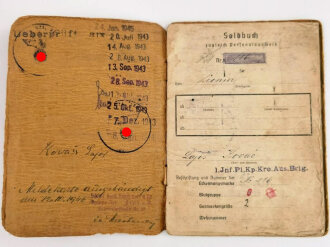 Soldbuch Heer, ausgestellt am 15.6.1943 bei 1.Inf....