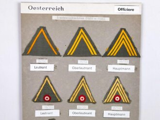 Österreich, Sammlung Abzeichen zum Thema Rangabzeichen, alles auf Karton aufgetackert