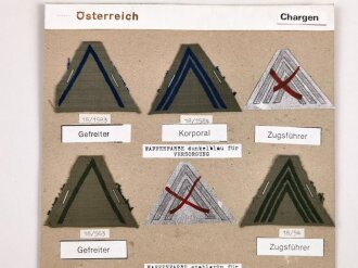 Österreich, Sammlung Abzeichen zum Thema Rangabzeichen, alles auf Karton aufgetackert