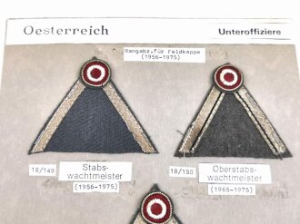 Österreich, Sammlung Abzeichen zum Thema Rangabzeichen für Feldkappe, alle aufgetackert