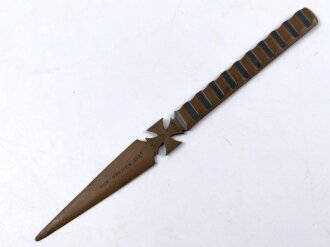 1.Weltkrieg Brieföffner aus Granatsplitter " Vor Verdun 1917" Gesamtlänge 21cm