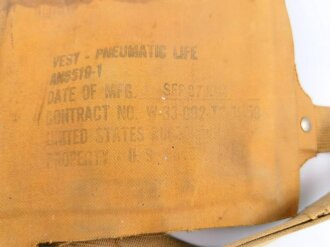 U.S. Army Air Force , 1944 dated Vest, Pneumatic Life AN6519. Uncleaned