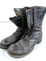 U.S. black leather jump boots, well used, uncleaned, size 8