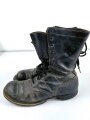 U.S. black leather jump boots, well used, uncleaned, size 8