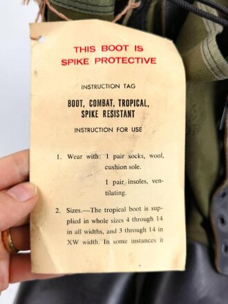 U.S.Army 1967 dated pair of tropical Combat boots , size 10N, unissued