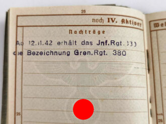 Wehrpaß Heer, ausgestellt 29.5.1941 bei Infanterie Nachrichten E/ Kompanie 35 Heilbronn