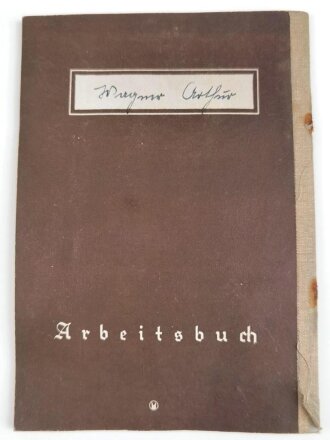 Arbeitsbuch für eines Prokurist bei einer Versicherung in Reichenberg, datiert 1942