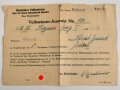 Volkssturm - Ausweis, Deutscher Volkssturm Gau 42 Kreis Schwäbisch Gmünd, datiert 1945, stark gebraucht