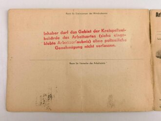 Arbeitsbuch für Ausländer einer Frau ungeklärter Herkunft ( Ostarbeiterin ) die als Postarbeiterin beim Lager ausländischer Arbeiter der Deutschen Reichspost Wien arbeitete, datiert 1944