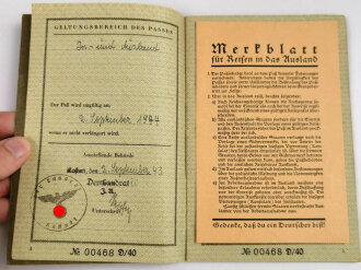 Deutsches Reich, Reisepass eines Mannes aus Gansbach, datiert 1943