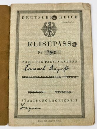 Deutsches Reich, Reisepass eines Mannes aus Rosenheim, datiert 1924