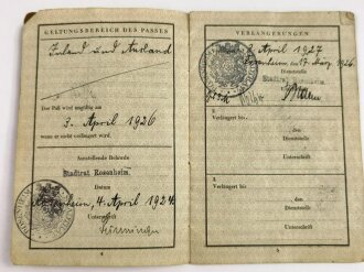 Deutsches Reich, Reisepass eines Mannes aus Rosenheim, datiert 1924