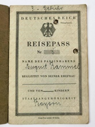 Deutsches Reich, Reisepass eines Mannes aus Friesack, datiert 1930