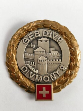 Schweiz, Barettabzeichen " Gebirgsdivision 9 "...