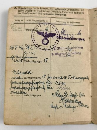 Soldbuch Heer, ausgestellt  27.März 1944 bei Landesschützen Ers, Batl. 2 Stettin